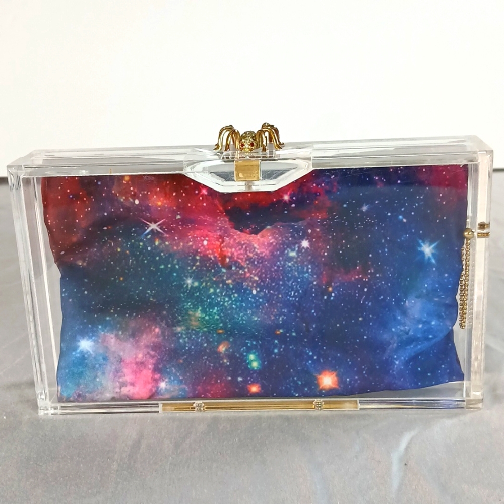 🕷️✨ Charlotte Olympia Acrylic Spider Clutch Crystal Embellished Minaudière Rare
